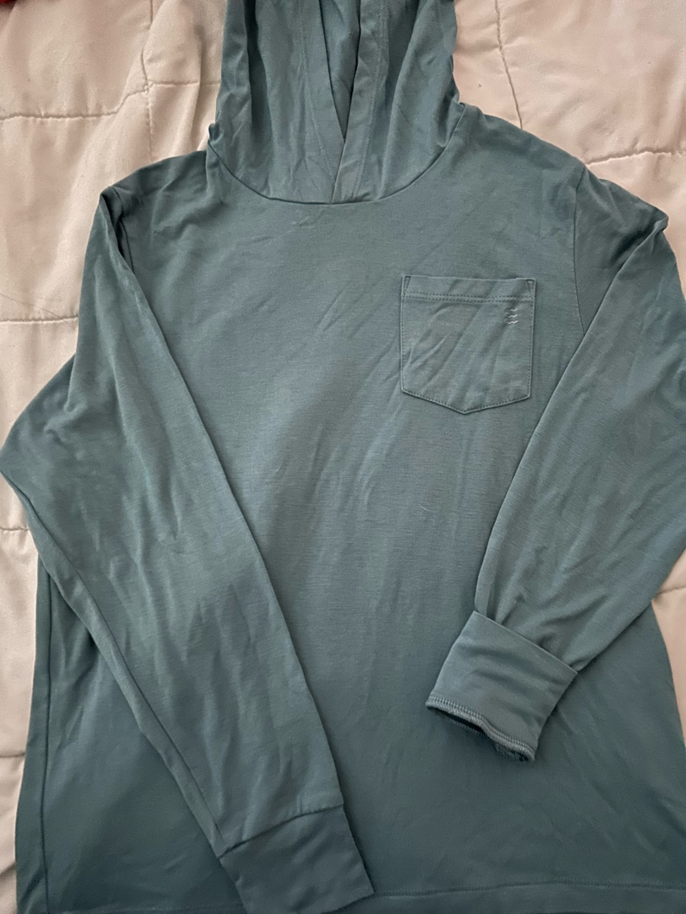 Free Fly Apparel Women's Hooded Long Sleeve Pocket Top - Teal Green